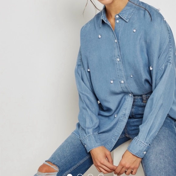 ONLY Pearl Denim Blouse - Picture 7 of 9